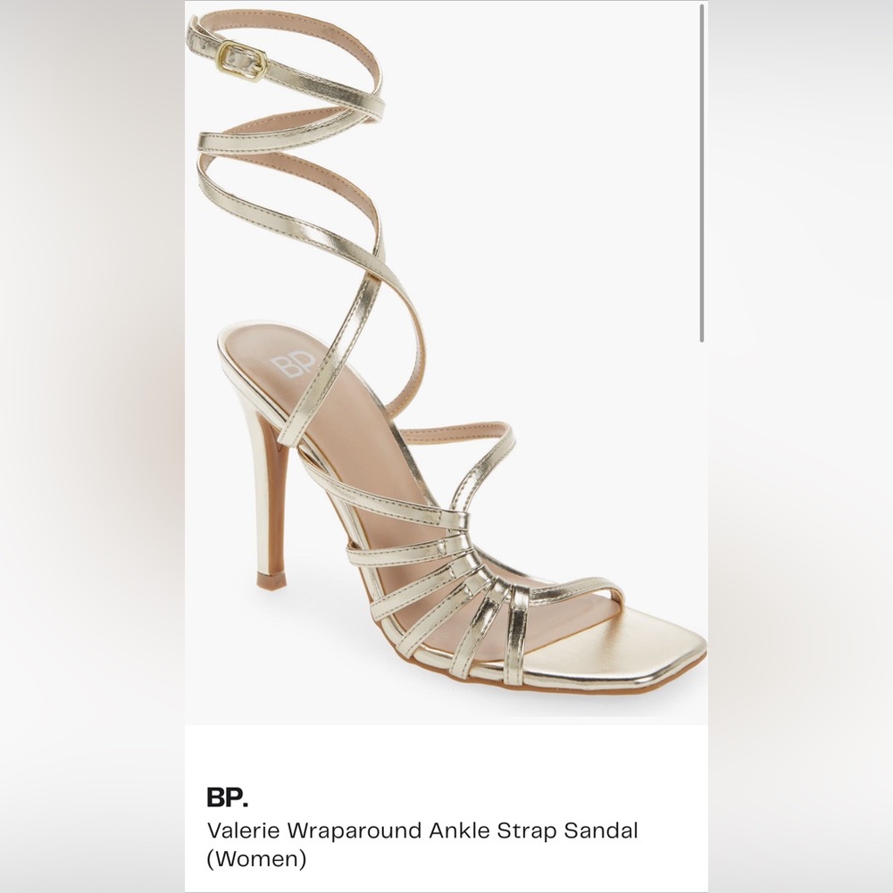 BP Valerie Wrap Around Ankle Strap Sandal Gold  size 6.5